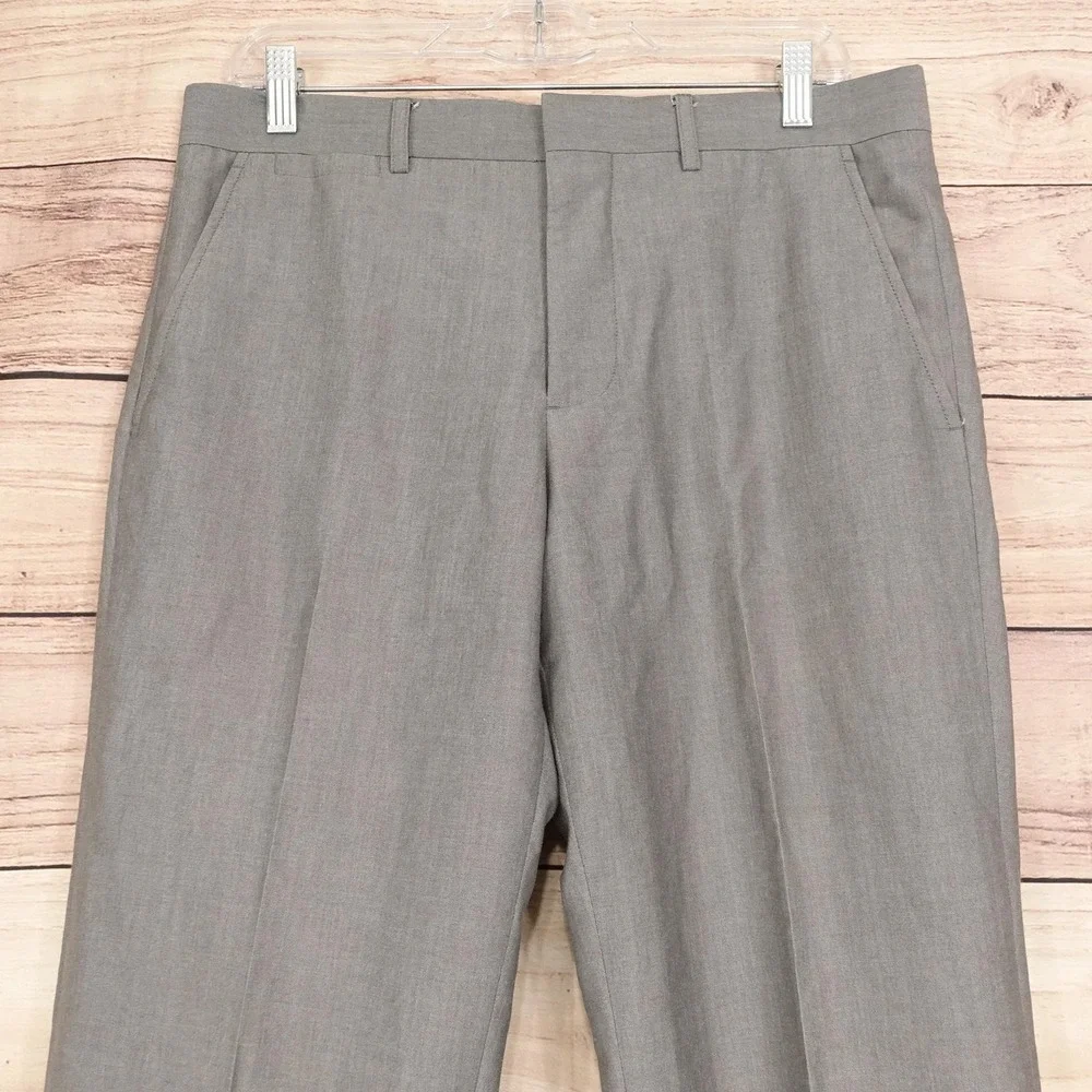 J Ferrar Dress Pants Mens 32x32 Gray Slim Fit Flat Front Business Formal